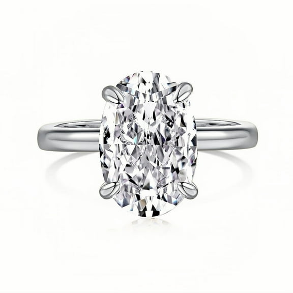Flydeer 3.5CT Oval Cut 925 Silver Solitaire 8A Zirconia 18K Silver-Plated Engagement Rings for Women, Classic Promise Ring for Her Silver Size 7