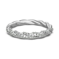 Flydeer 925 Sterling Silver 5A Zirconia 18K Plated Infinity Twisted Stackable Wedding Ring Eternity Band for Women Her Silver Size 7