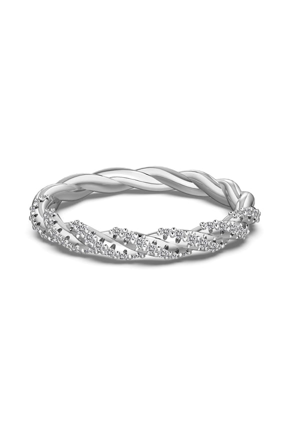 925 Sterling Silver 5A Zirconia 18K Plated Infinity Twisted Stackable Wedding Ring Eternity Band for Women Her Silver Size 7