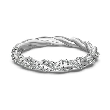 Flydeer 925 Sterling Silver 5A Zirconia 18K Plated Infinity Twisted Stackable Wedding Ring Eternity Band for Women Her Silver Size 7