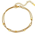 thumbnail image 1 of Flydeer Double Row Stretch Bracelet Gift for Women Stainless Steel Yellow Stackable Gold Jewelry Gift for Women, 1 of 6