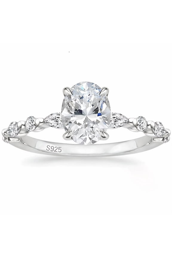 Engagement Rings 925 Sterling Silver Rings For Women Oval Cut Wedding Woman Rings 3CT 5A CZ Anniversary Size 5