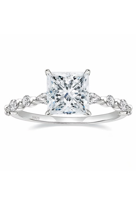 Engagement Rings 925 Sterling Silver Rings For Women Princess Cut Promise Woman Rings 2CT 5A CZ Size 6