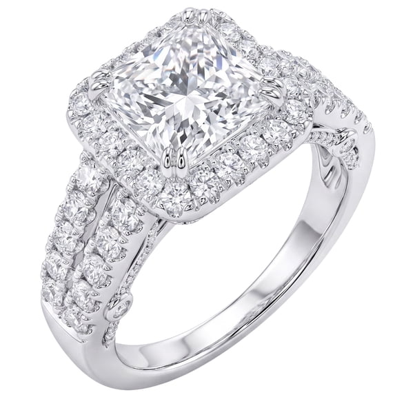 Flydeer Engagement Rings for Women 3CT Princess Cut Halo Double Row Pave Promise Women Wedding Rings Silver Plated Jewelry Gift for Her Size 6