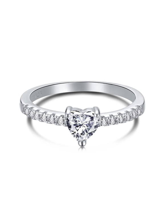 Heart Engagement Wedding Anniversary Ring for Women 925 Sterling Silver AAAAA CZ Size 6