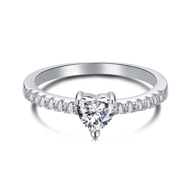 Flydeer Heart Engagement Wedding Anniversary Ring for Women 925 Sterling Silver AAAAA CZ Size 7