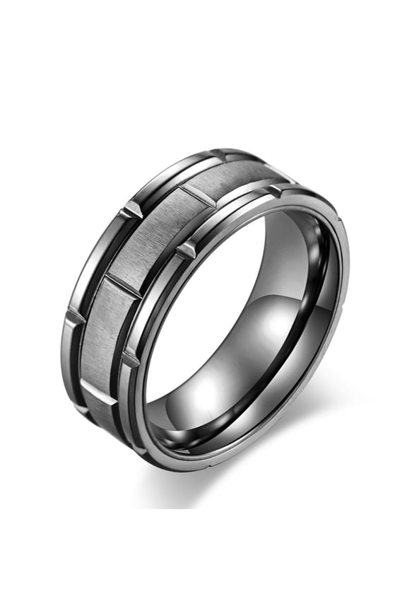 Men Wedding Band Titanium Steel 8mm Black Men Rings Promise Rings for Men Size 9