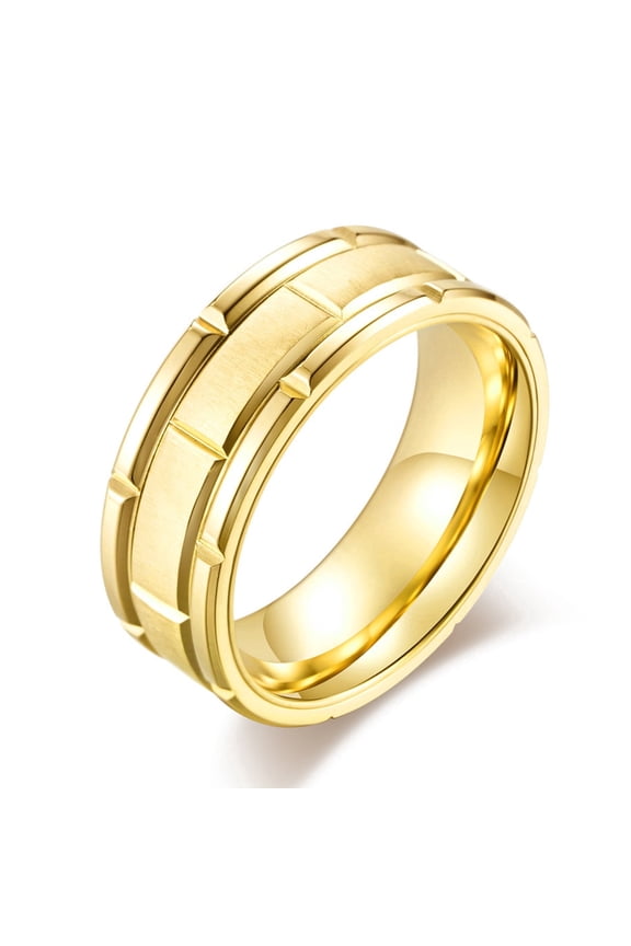 Men Wedding Band Titanium Steel 8mm Yellow Men Rings Promise Rings for Men Size 9