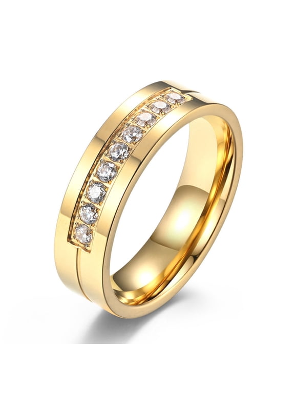 Men Wedding Band Titanium Steel Yellow Men Rings Engagement Wedding Rings for Men Size 9