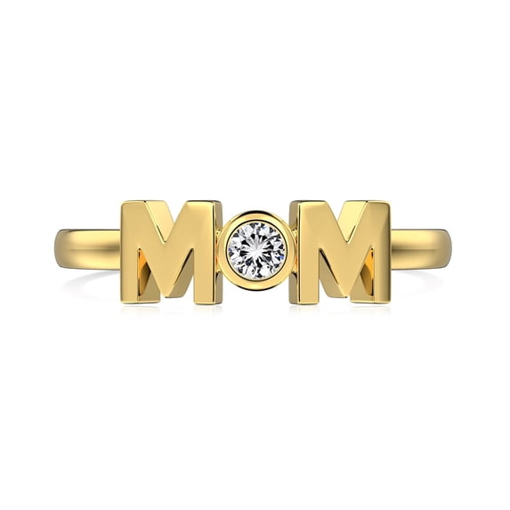 Flydeer Mom Ring Gold Stackable Ring AAAAA CZ S925 Gift for Mother Size 6