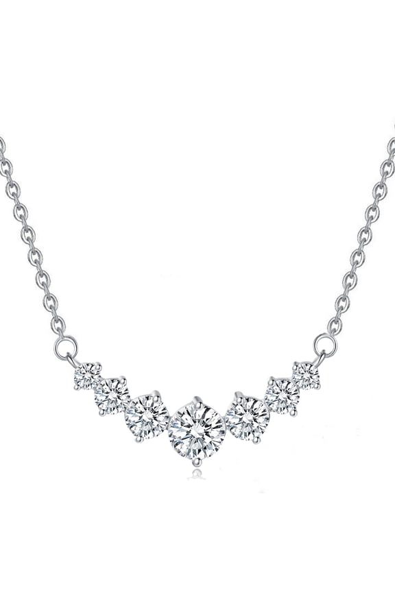 Necklaces for Women 925 Sterling Silver 7 Stone Curved Smile Necklace 1.7CT 5A CZ Pendant Necklace Jewelry Gifts for Women