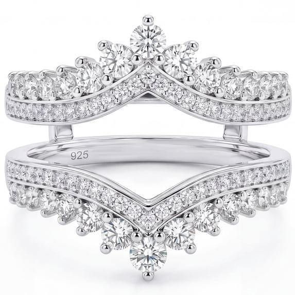 Flydeer Ring Enhancers for Engagement Rings 925 Sterling Silver Crown Curved Wedding Bands Jewelry Gift for Her Size 7