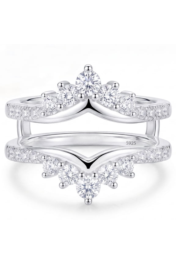 Ring Enhancers for Engagement Rings Guard Crown Curved Stacking Wedding Bands 925 Sterling Silver Jewelry Gift for Her Size 7