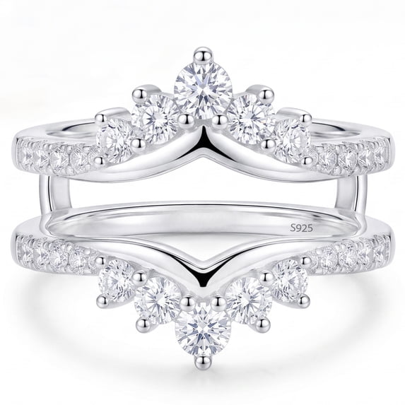 Flydeer Ring Enhancers for Engagement Rings Guard Crown Curved Stacking Wedding Bands 925 Sterling Silver Jewelry Gift for Her Size 7