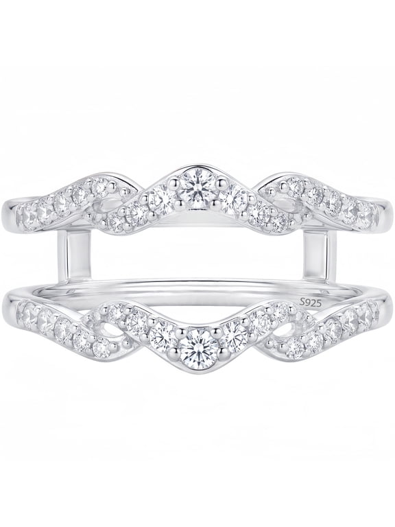 Ring Enhancers for Engagement Rings Guard Stacking Wedding Bands Wave Intertwined 925 Sterling Silver Jewelry Gift for Her Size 7
