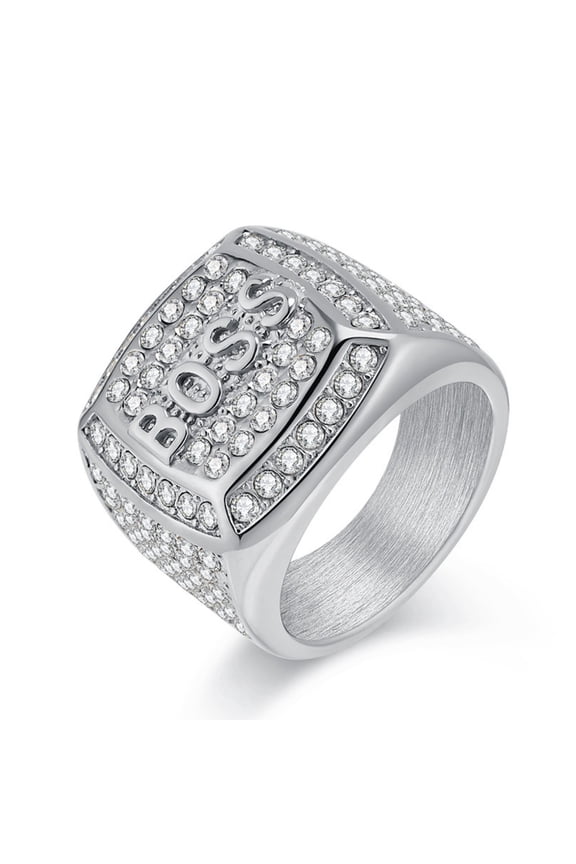 Rings for Men Titanium Steel Hip Hop Iced Out Rings Men Rings Big Boss Rings Size 9