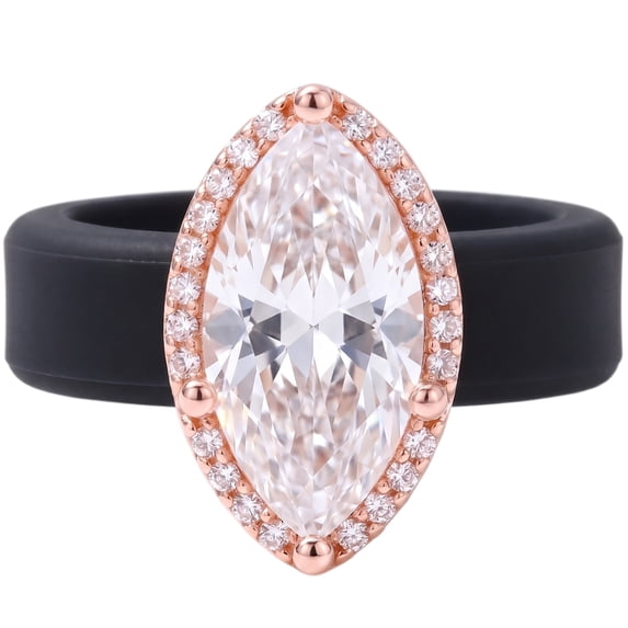 Flydeer Silicone Rings for Women Marquise Cut Halo Rubber Engagement ...