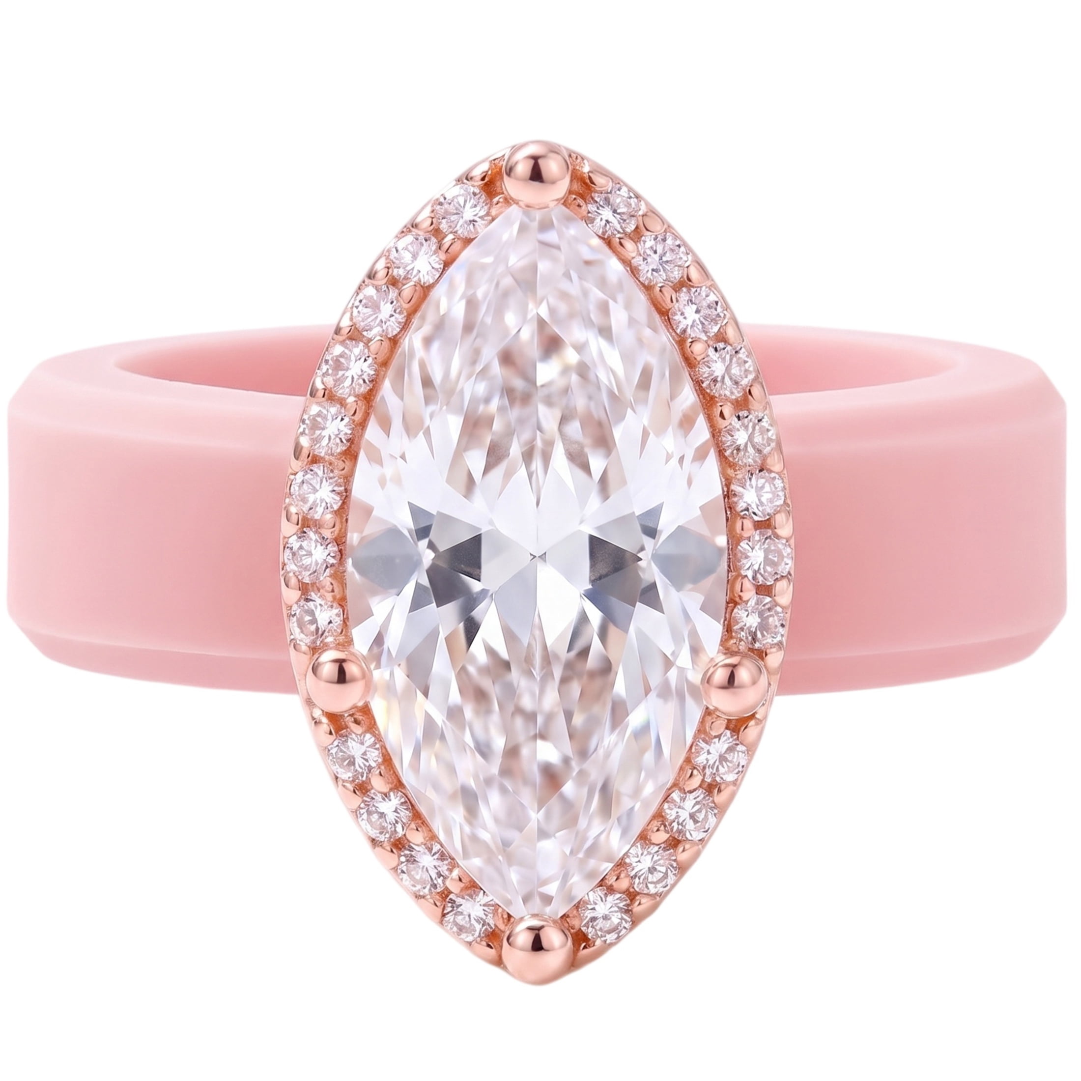 Flydeer Silicone Rings for Women Marquise Cut Halo Rubber Engagement ...