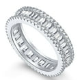 thumbnail image 1 of Flydeer Wedding Band for Women Baguette 925 Sterling Silver 5A Cubic Zirconia Eternity Wedding Anniversary Band for Her Size 8, 1 of 7