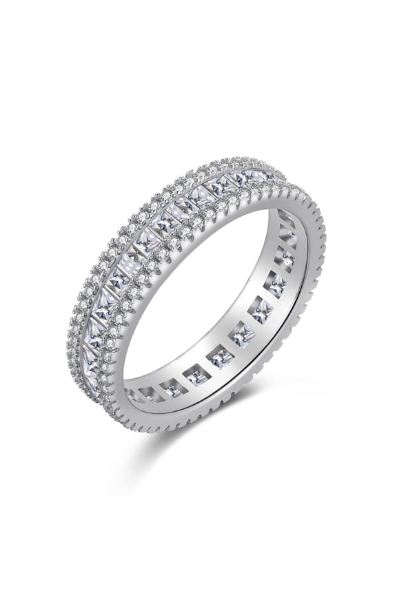 Wedding Band for Women Eternity Ring 925 Sterling Silver AAAAA Cubic Zirconia Size 8