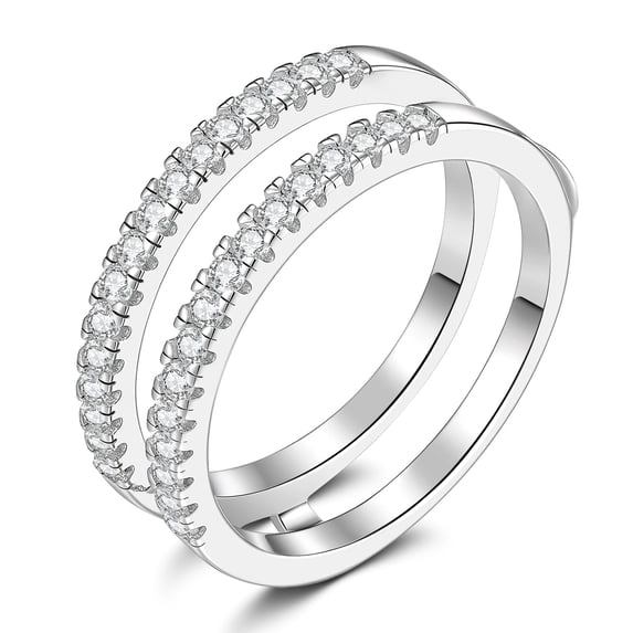 Flydeer Wedding Bands For Women Stacking Ring Enhancers for Engagement Rings Silver Plated Half Eternity Size 5