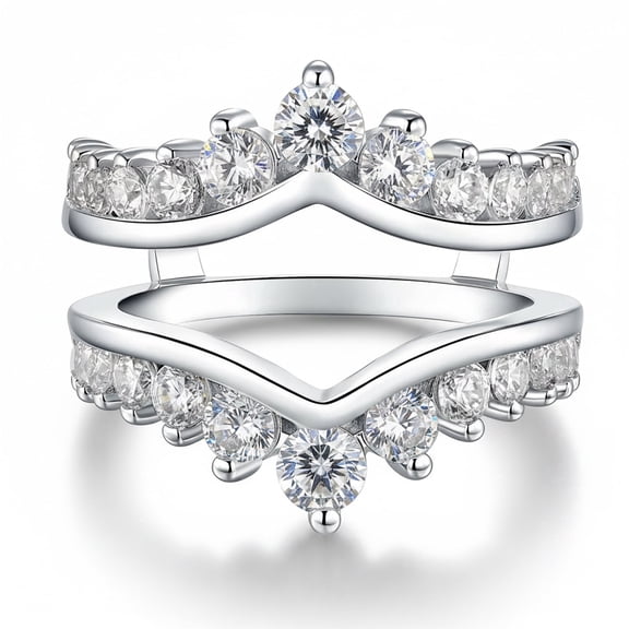 Flydeer Wedding Bands Ring Enhancers for Engagement Rings Stacking Crown Curved Silver 18K Plated Size 7