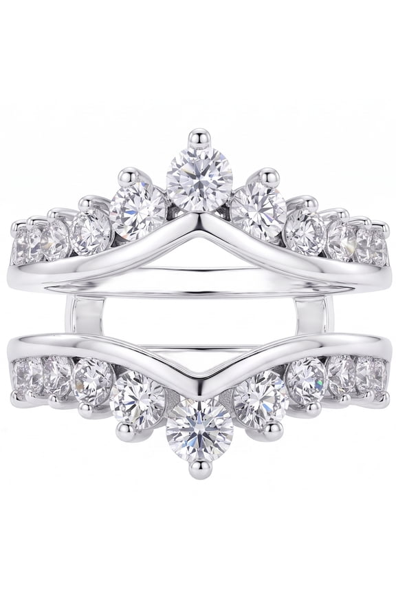 Wedding Bands Ring Enhancers for Engagement Rings Stacking Crown Curved Silver 18K Plated Size 7