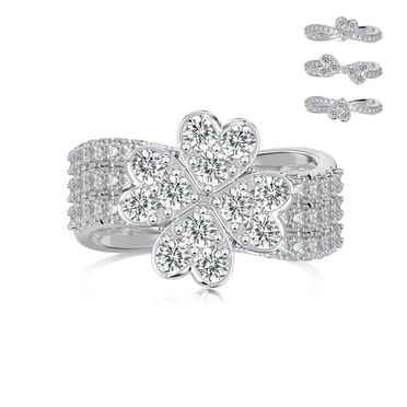 Flydeer Wedding Ring Set for Women 925 Silver Stackable Engagement Ring for Her 5A CZ Size 7