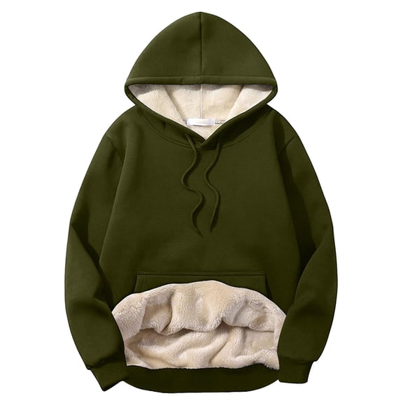 Flygo Men's Casual Fleece Sherpa Lined Hoodie Winter Warm Pullover Hooded Sweatshirt(Black-XL) ..