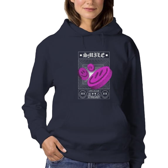 Flying 3D Smiles Techno Style Hoodie Women -Image by Shutterstock, Female Small