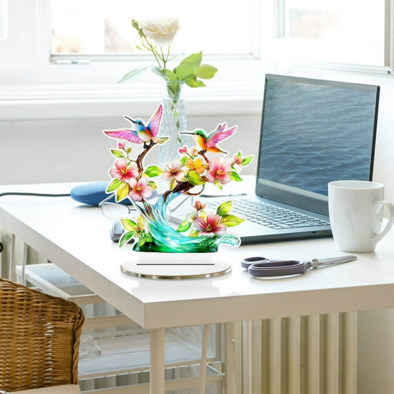 Flying Acrylic Tabletop Stand - Exquisite 3D Design with Layered Branches & Birds, Colorful Light Refraction for Bright Home/Office Decor, Wear-Resistant Acrylic Material in Modern Styles