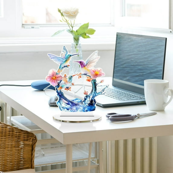 Flying Acrylic Tabletop Stand - Exquisite 3D Design with Layered Branches & Birds, Colorful Light Refraction for Bright Home/Office Decor, Wear-Resistant Acrylic Material in Modern Styles