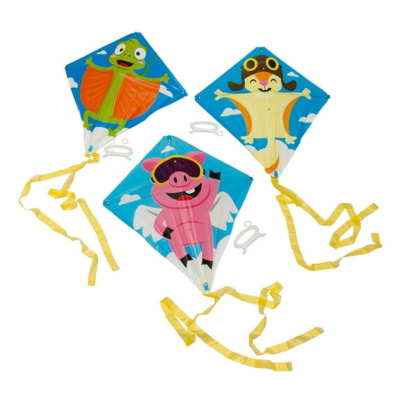 Flying Animal Kites with Tail, Toys, Party Supplies, 12 Pieces