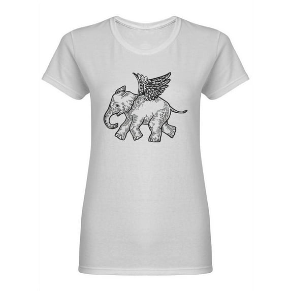 Flying Baby Elephant Shaped T-Shirt Women -Image by Shutterstock, Female Large