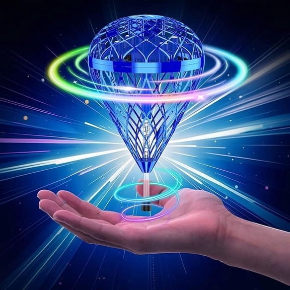 Flying Ball Toy with LED Lights, AI Motion Control, 360 Flip, Enclosed Propellers, for Indoor Outdoor Party Gifts for Kids Boys Girls Ages 6 Plus, Blue