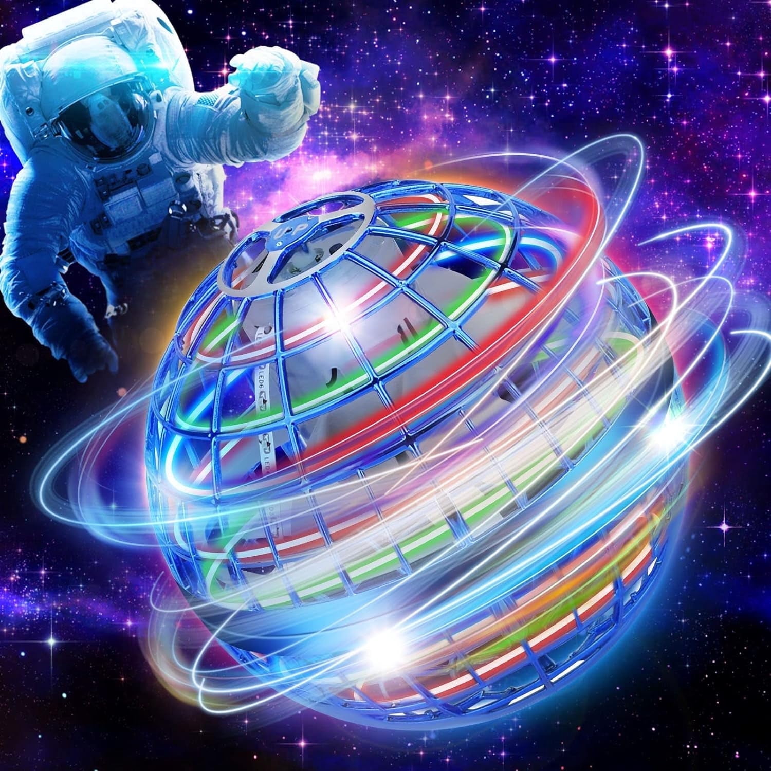 Flying Ball Toys, Hover Orb, 2025 Upgrade Flying Orb Ball Hand 360°Rotating LED Lighting Effects Cool Toys UFO Toys Safe for Kids Teen Adults Indoor Outdoor Flying Mini Drone