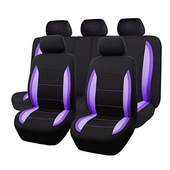 Flying Banner Black & Purple, Polyester, Airbag Compatible, Front Rear Seat Covers, 9 Pieces