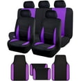 thumbnail image 1 of Flying Banner Car Seat Covers Front Seats Rear Bench Polyester car seat Protectors Easy installations Rear Bench Split Classic Man Lady Truck (Full Set - Low Back - Combo Pack, Black Purple), 1 of 8