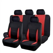 Flying Banner Car Seat Covers Full Set Front Seats and Rear Bench Polyester car seat Protectors Black Gray Purple airbag Compatible Rear Bench Split Black Red