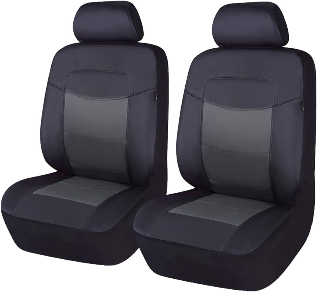 Flying Banner Car Seat Covers Protectors Full Set Synthetic Leather Front Pair Black Gray