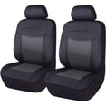 thumbnail image 1 of Flying Banner Car Seat Covers Protectors Full Set Synthetic Leather Front Pair Black Gray, 1 of 6