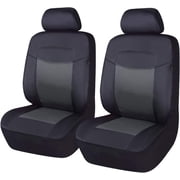 Flying Banner Car Seat Covers Protectors Full Set Synthetic Leather Front Pair Black Gray
