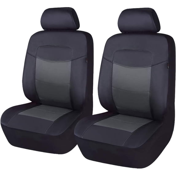 Flying Banner Car Seat Covers Protectors Full Set Synthetic Leather Front Pair Black Gray