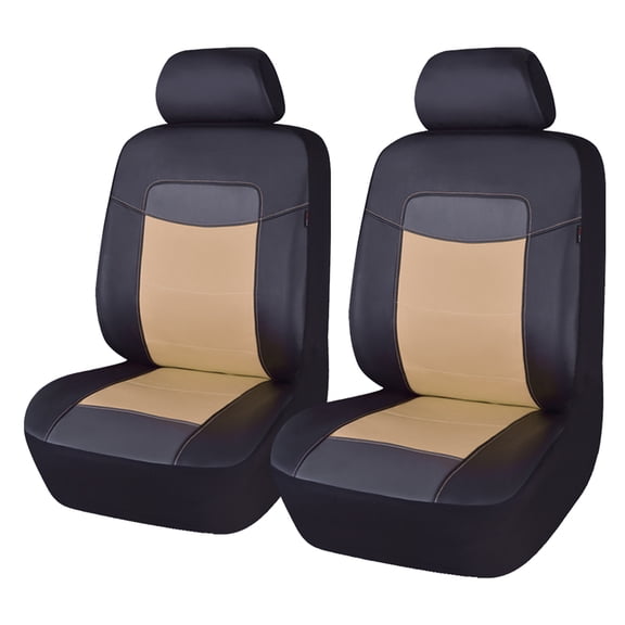 Flying Banner Car Seat Covers Protectors Full Set Synthetic Leather Front Pair Black