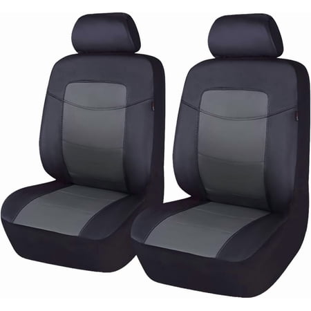 Flying Banner Car Seat Covers Protectors Full Set Synthetic Leather Front Pair Gray