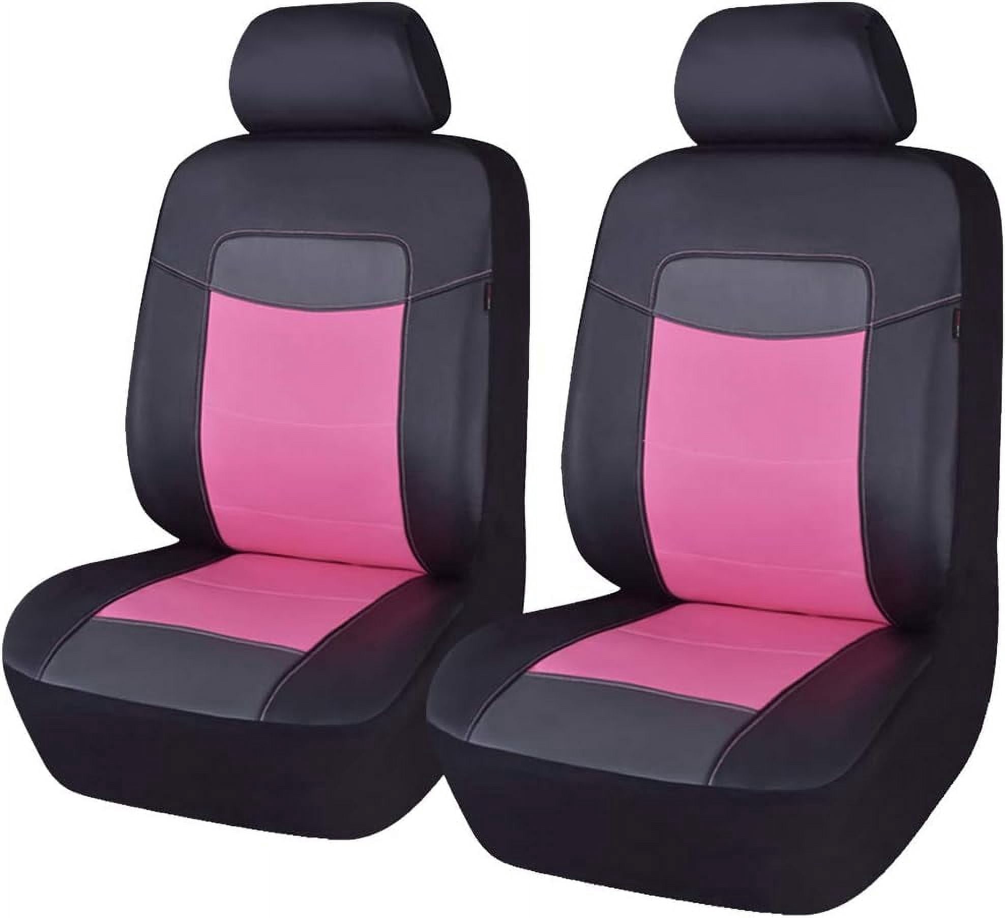 Flying Banner Car Seat Covers Protectors Full Set Synthetic Leather Front Pair Pink