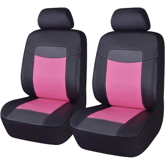 Flying Banner Car Seat Covers Protectors Full Set Synthetic Leather Front Pair Pink