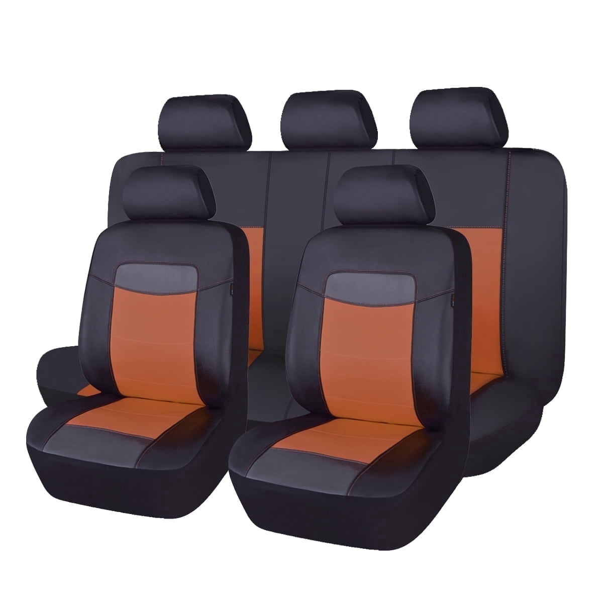 Flying Banner Car Seat Covers Protectors Full Set Synthetic Leather Full Set Brown