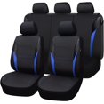 thumbnail image 1 of Flying Banner Car Seat Covers Protectors Full Set Synthetic Leather Mesh Rear benc Split Fashion Woman Sporty Femal SUV Truck Black Blue, 1 of 8