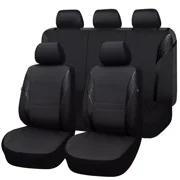 Flying Banner Car Seat Covers Protectors Full Set Synthetic Leather Mesh Rear benc Split Fashion Woman Sporty Femal SUV Truck Black